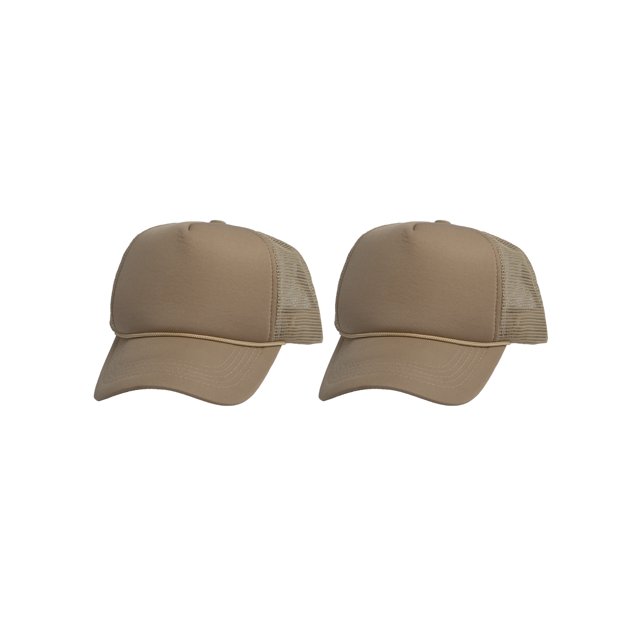 Top Headwear Men's Blank Rope Trucker Foam Mesh Plain Beige