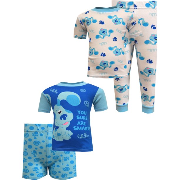 AME Sleepwear Boys' Blue's Clues You Sure Are Smart Cotton Toddler 4 Piece Pajamas