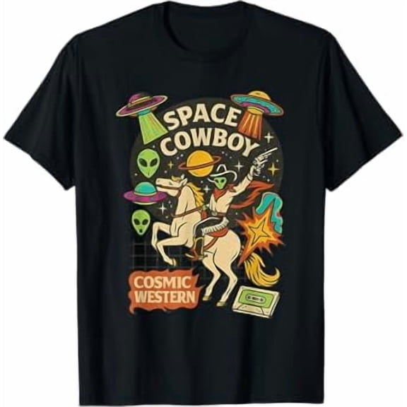 Retro Alien Space Cowboy Cosmic Western Cowboy Cowgirl T-Shirt