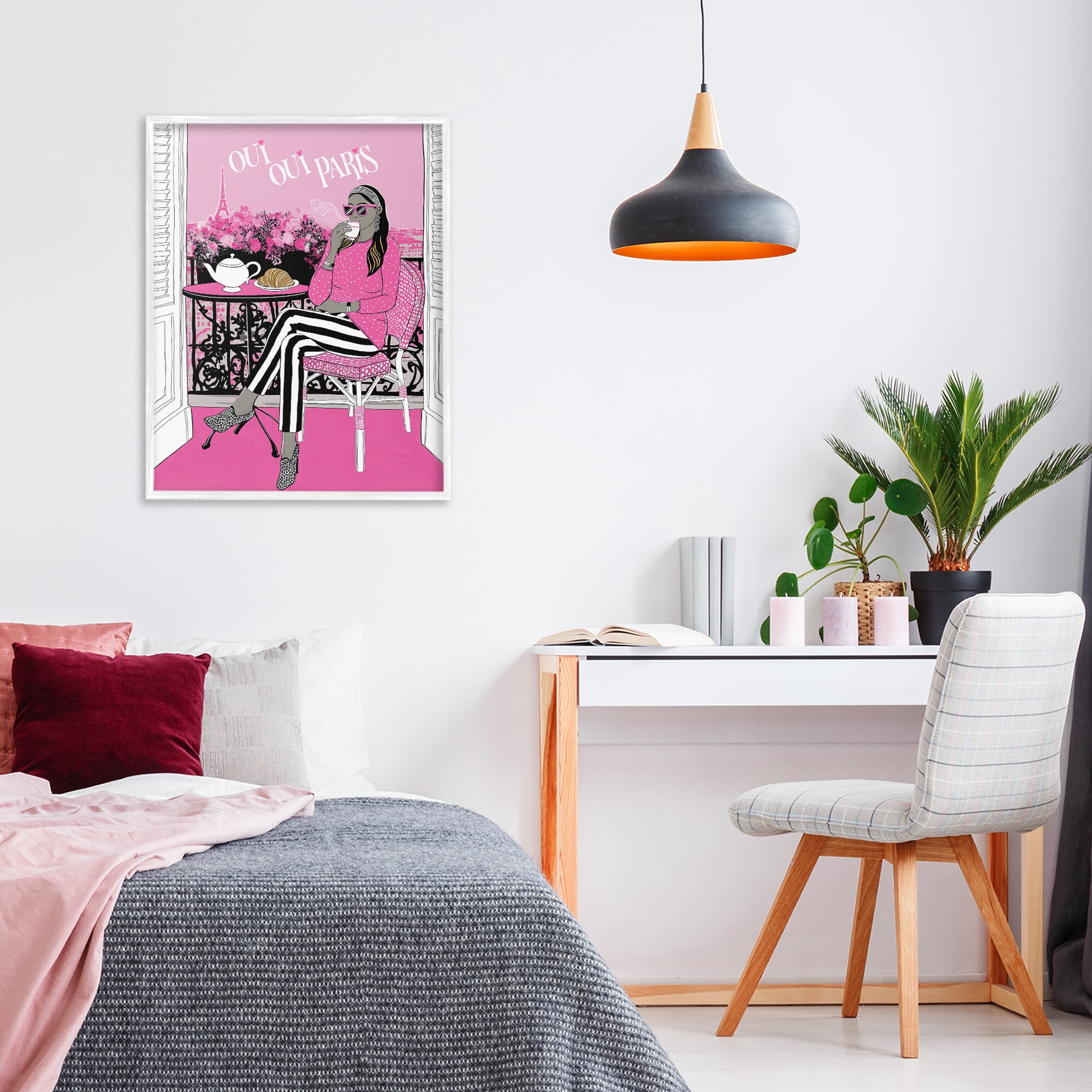 Stupell Industries Oui Oui Parisian Cafe Morning White Framed Giclee Art, design by Jess Stempel