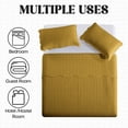 thumbnail image 4 of Ameha Pack of 2 Leaf Embossed Reversible 2 Quilt Set with 4 Pillow Shams Ultra Soft Microfiber Bedding Set California king Ochre, 4 of 8