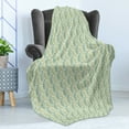 thumbnail image 4 of Leaf Soft Flannel Fleece Throw Blanket, Nature Themed Pattern of Jungle Leaves Illustrated in Pastel Tones Concept, Cozy Plush for Indoor and Outdoor Use, 60" x 80", Peacock Green, by Ambesonne, 4 of 5