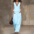 thumbnail image 2 of Kezqiaxn Womens Summer Outfits Sleeveless V-Neck Tops and Wide Leg Pants with Pockets Loungewear Set 2 Piece Sets for Women, 2 of 6