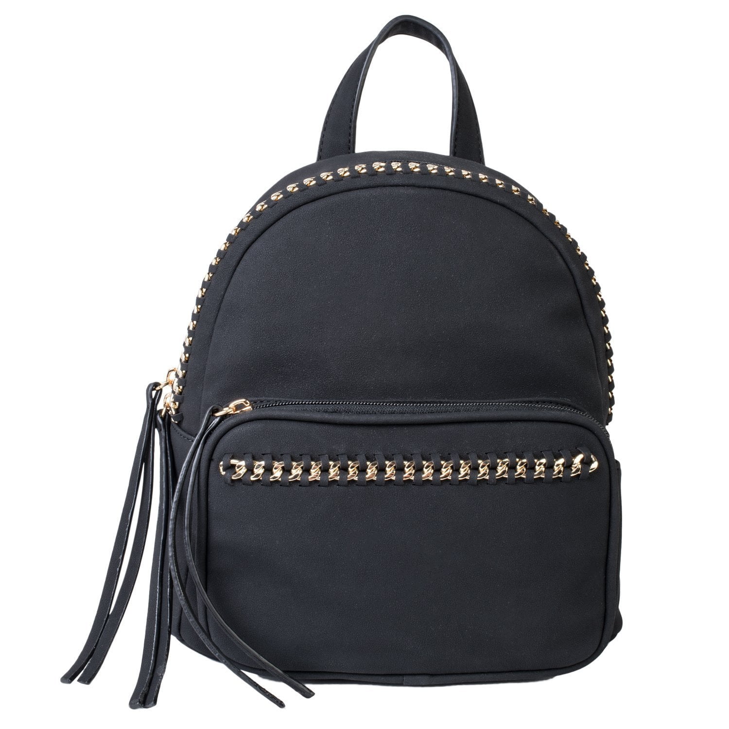 Dot Dash Fashion Mini PU Leather Backpack Shoulder Bag Womens Rucksack (Erin, Black) - 0