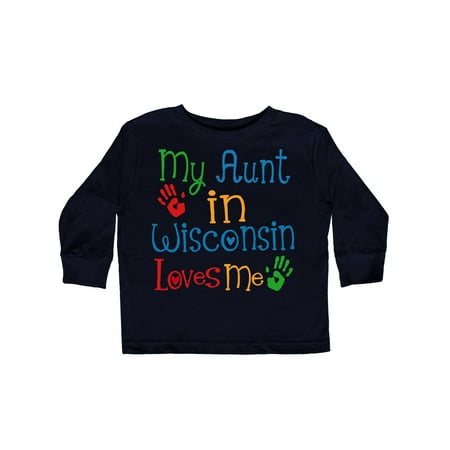 

Inktastic My Aunt in Wisconsin Loves Me Gift Toddler Boy or Toddler Girl Long Sleeve T-Shirt