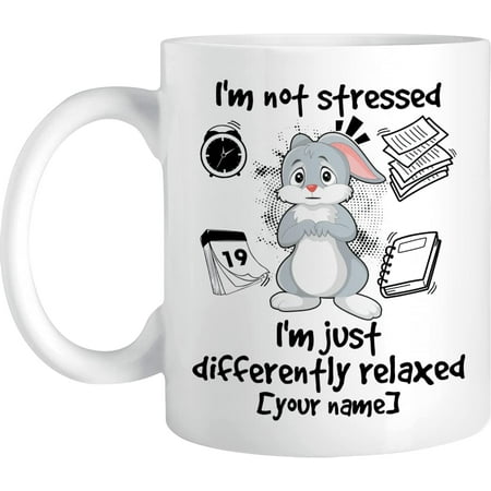 

Personalized Coffee Mug Custom Name Bunny Cup For Friends Coworkers Table Office Desk Decor Rabbit Travel Mug With Words Birthday Gifts For Men Women Design Your Own Ceramic Tea Mug