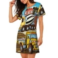 thumbnail image 2 of Lsque Different Construction Site Vehicles Pattern Nightgowns for Women Sleep Shirts Short Sleeve Nightshirt Pullover Nightdress Soft Sleepwear Relaxed Fit Nightdress, 2 of 6