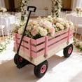 thumbnail image 4 of Pink Wooden Kids Pull Wagon All Terrain Wheels,Outdoor 176 lbs Portable Toy Cart, 4 of 27