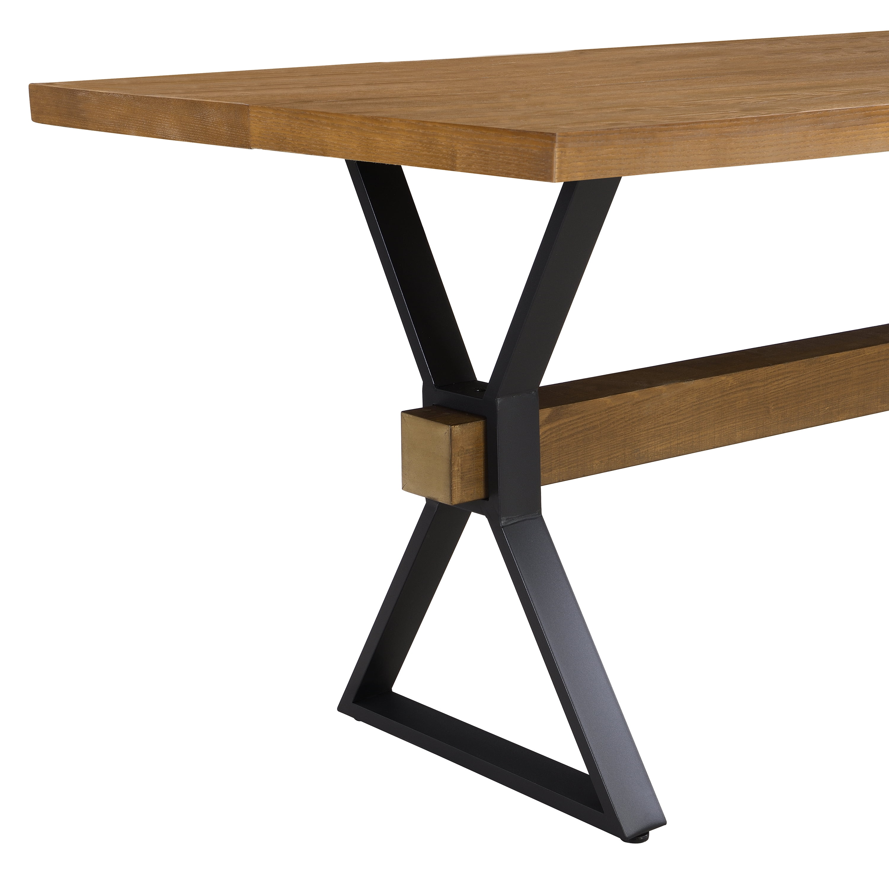 Euroco 63" Wood Rectangular Dining Table for 4-6, Kitchen Table with X-shaped Metal Legs for Kitchen Dining Room,Living Room,Brown