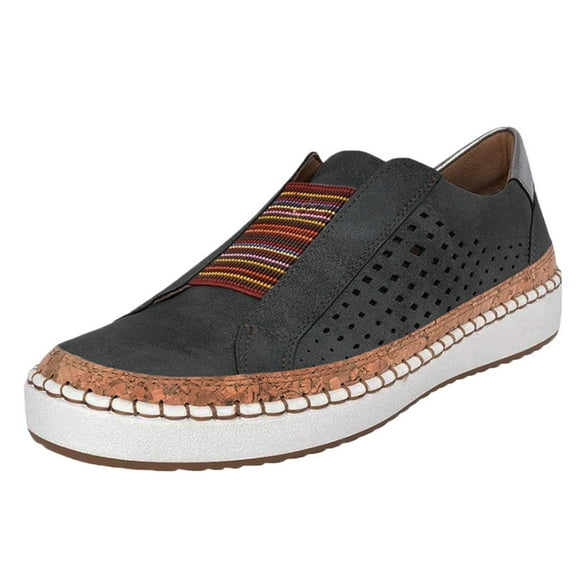 Women's Casual Shoes -On Womens Casual Slip on Shoes with No Back Casual Shoes for Women 8 Wide Flat Fashion Round Hollow Casual Dress Shoes for Women Low Heel Womens Casual Shoes Wide