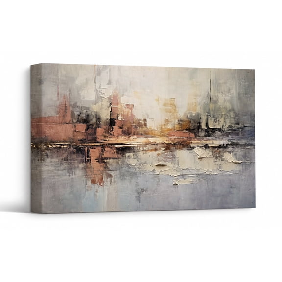 Abstract Cityscape Canvas Wall Art, Textured Urban Landscape Wall Decor, Contemporary City Theme Print Painting Pictures, Home Artwork Decor for Living Room 30"*20"