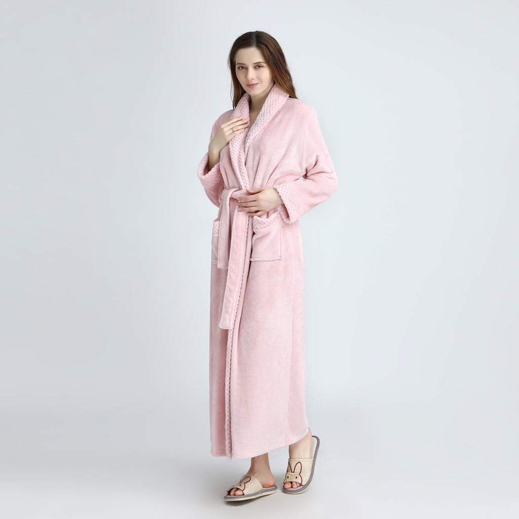 BONIXOOM Christmas Pajamas For Women Family Christmas Pajamas Matching Sets Sleepwear Belt Long Sleeve Sleep Tops Solid Pink L