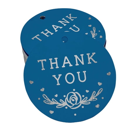 Inkdotpot Pack Of 100 Thank You Bridal Shower-Baby Shower-Retirement-Wedding-Birthday Favor Paper Tags Craft Real Silver Foil Hang Tags
