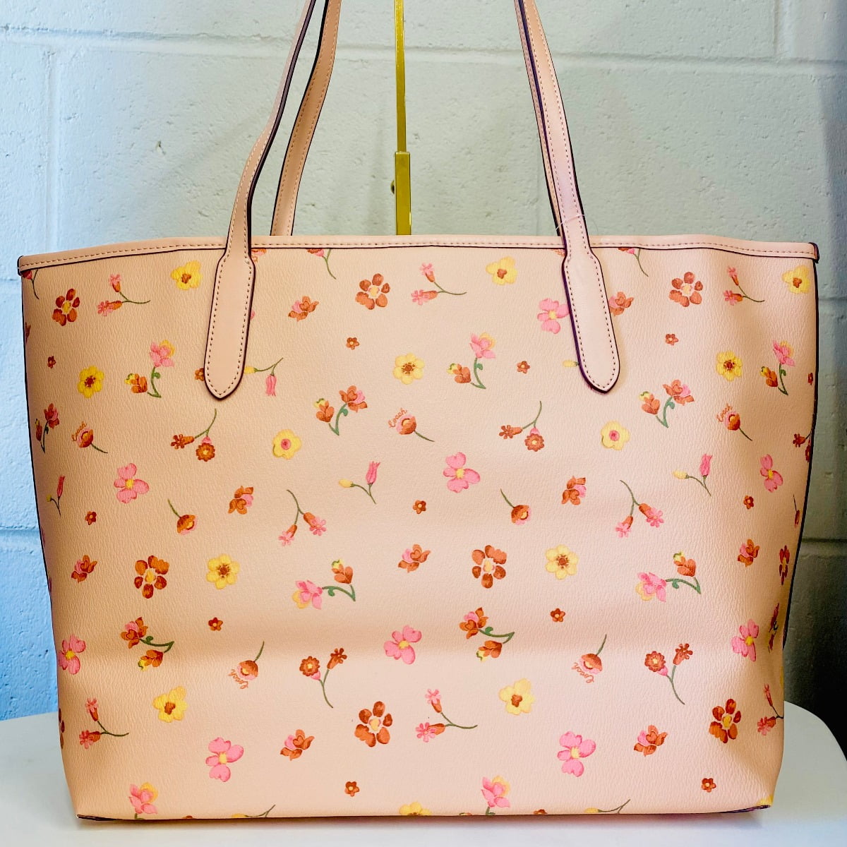レアなシャンパンカラー☆COACH☆CITY ZIP TOTE City Tote Leather Handbag - Mystical Floral Print (Faded