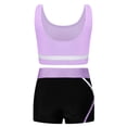 thumbnail image 2 of Xnihocha Kids Girls Gymnastic Ballet Dance Outfits Sleeveless Crop Tops and Booty Shorts Tracksuits Light Purple 8, 2 of 7