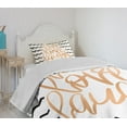 thumbnail image 4 of Ambesonne Live Laugh Love Quilted Bedspread Set 2 Pcs, Chevron Art, Twin Size, Black White and Peach, 4 of 6