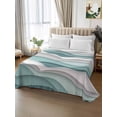 thumbnail image 2 of Teal Ombre Twim Size Flat Sheet, Wrinkleproof & Fadeproof Cooling Flat Bed Sheet Only, Modern Geometric Moire Abstract Art Breathable Soft Bedding Top Sheets 66 x 96 Inches, 2 of 8