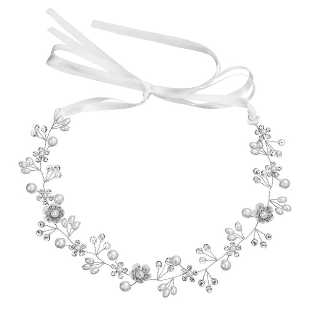 Diadema Qarigey Nupcial para Mujer Decoración de Perlas Plata