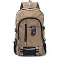 thumbnail image 4 of Mochila retro de viaje para hombres, Lona, Antirrobo para computadora, Casual para estudiantes, Caqui, 4 of 5