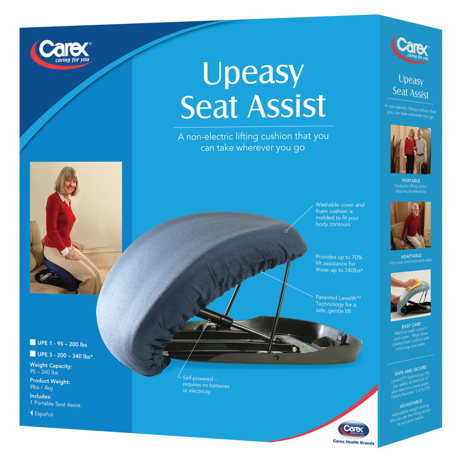 Carex Upeasy Seat Assist - Chair Lift And Sofa Stand Assist - Portable Lifting  Seat With Support Up to 220 Pounds, Provides 70% Assistance 