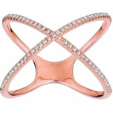 0.2 Carat T.W. Diamond 14kt Rose Gold X Fashion Ring, Size 8
