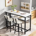 thumbnail image 3 of Lamerge Bar Dining Table Set for 2, 3 Piece Bar Table and Chairs Set, Kitchen Counter Height Dining Table Set, Small Kitchen Bar Table with Storage, Breakfast Nook Set for Small Space, White+Black, 3 of 10