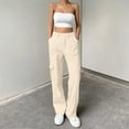 thumbnail image 2 of Cargo Pants for Women High Waisted Casual Pants Baggy Stretchy Wide Leg Y2K Streetwear with 6 Pockets, 2 of 7