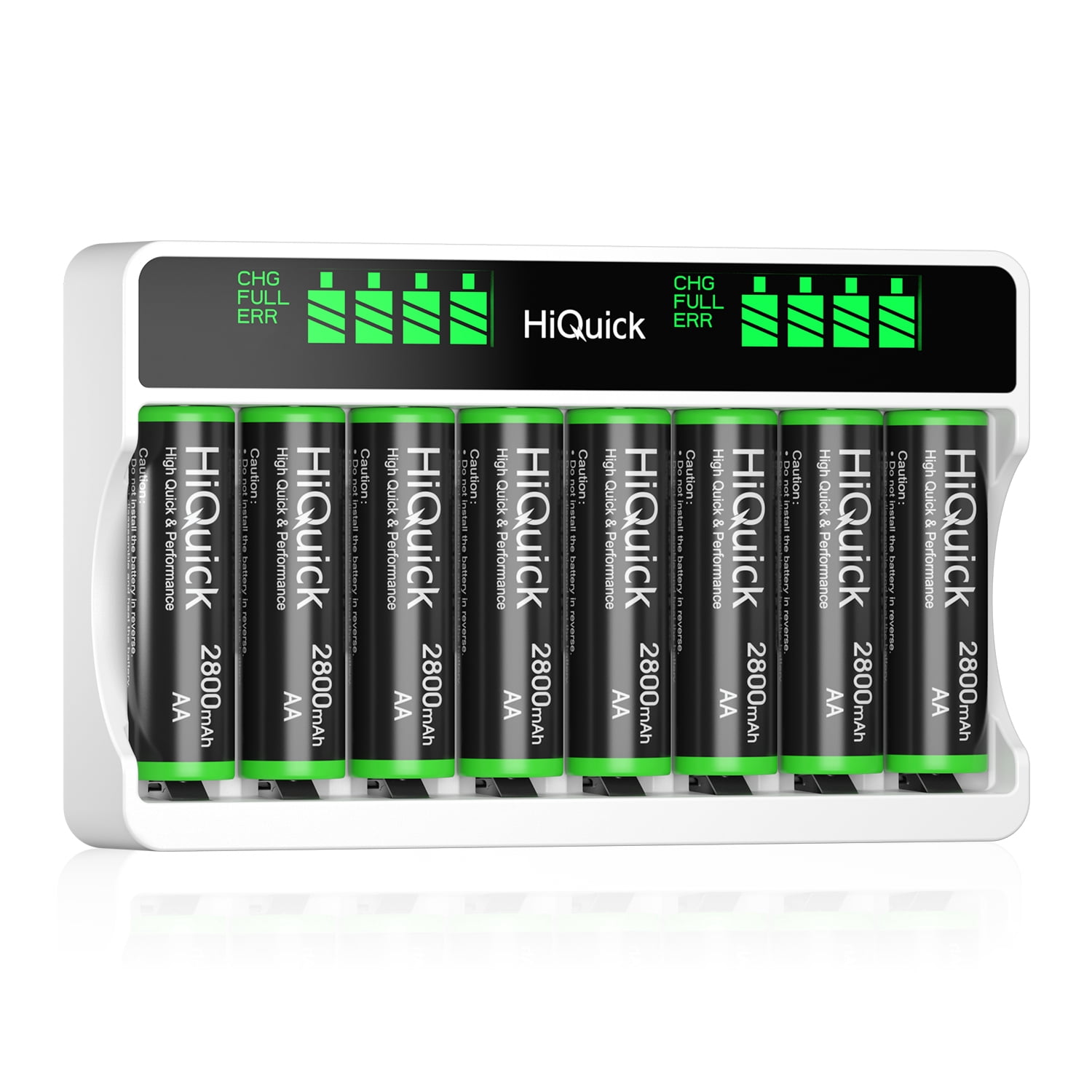 HiQuick 2800mAh AA NiMH Rechargeable Batteries (8-Count) + 8-Slot Smart Charger for AA/AAA NiMH/NiCD