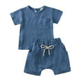 thumbnail image 2 of Hessimy baby-girls And Toddler Girl Short Sleeve Top and Shorts Snug Fit Cotton 2 Piece Pajama Set(Blue,9-12 Months), 2 of 7