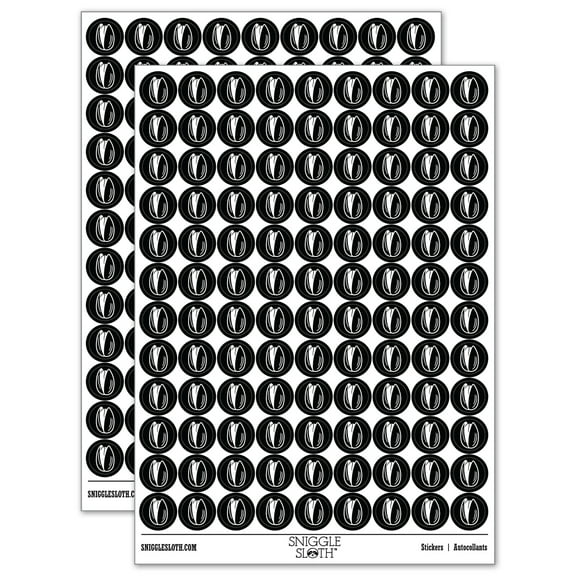 Pistachio Nut Drawing 200 Round Stickers - Black - Gloss Finish - 0.50" Size