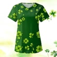 thumbnail image 2 of Luxalzxs St Patricks Day Scrub Tops for Women Short Sleeve V-Neck Clover Shamrock Print Stretchy Medical Scrubs Nursing Working Uniform with Pockets, 2 of 3