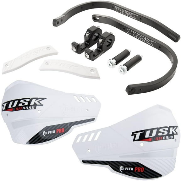 Tusk D-Flex Pro Handguards Black Bar/White Plastics 1 1/8" Bars