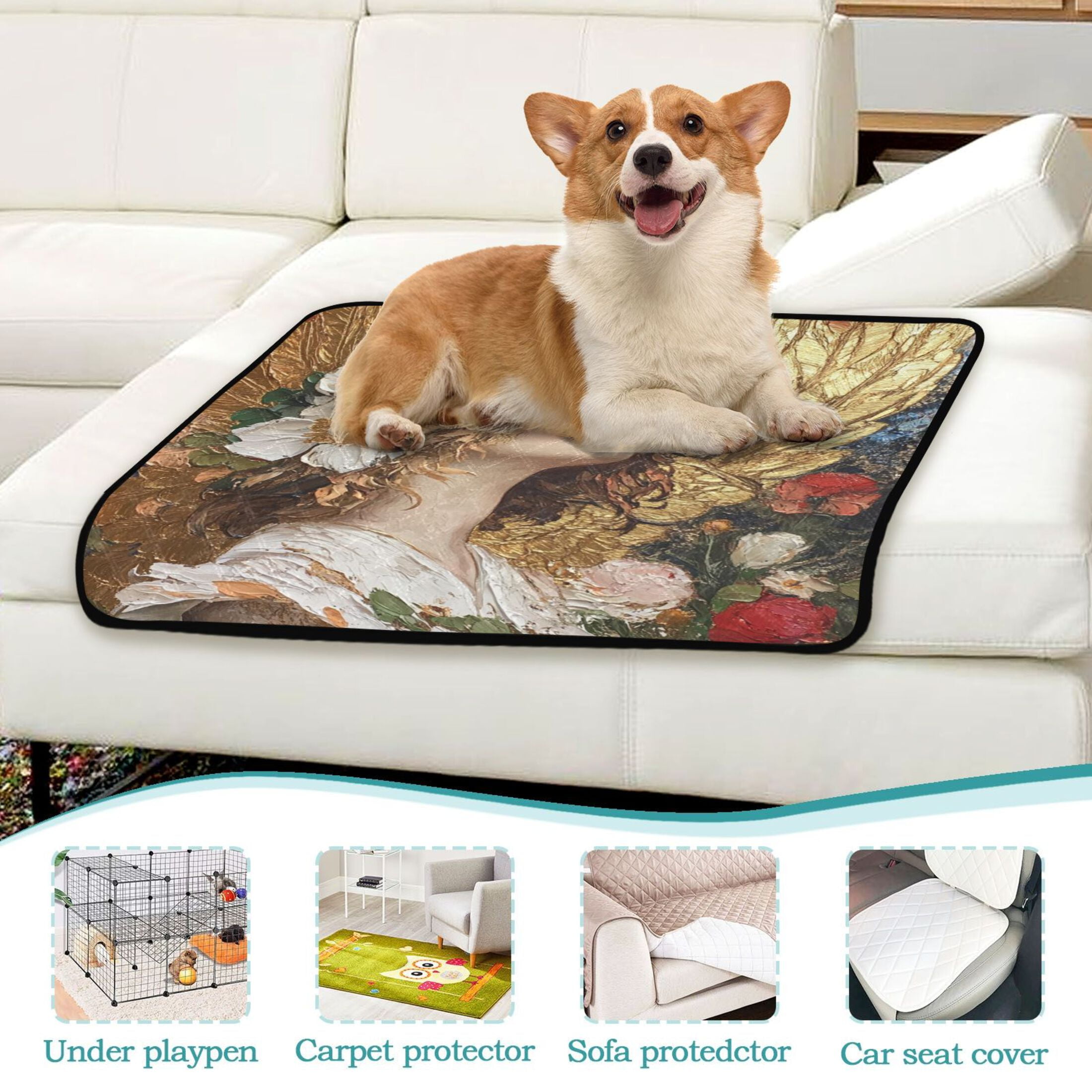 Qxltty Garden Angel Cat litter Pads Pet Set of 3 Diaper Mats Center Anti-leakage Layer Absorbent Soft and Comfortable