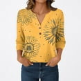 thumbnail image 6 of Xyxonk Womens Tops 3/4 Sleeve 2025 Floral Print Tees Dressy Casual V-Neck Button Tops Summer Trendy Shirt Orange S, 6 of 7