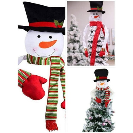 OMG! Mystery Christmas Tree Topper Snowman Hugger - Easy to Install Party Decoration Ornament for Winter Theme Party, Snowman with Flexible