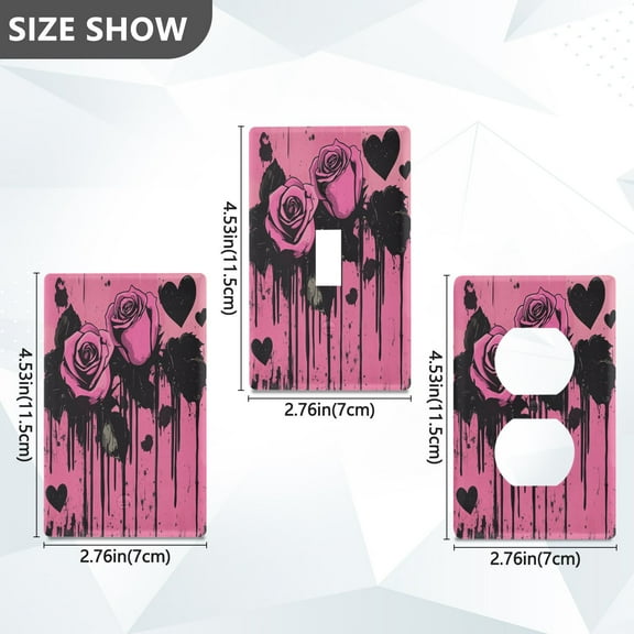 New Flame-Retardant Switch Plate Cover，DIY Wall Plate Decor with Screws，Two Roses