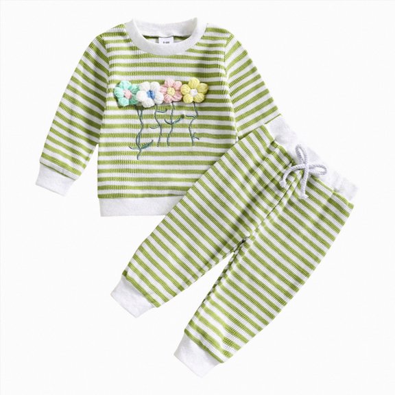 Splozh Cute Baby Boy Clothes Toddler Clothes for Girls Baby Fall Winter Outfits Sweatshirt Pullover Cute Pants Set,Green,6-12 Months