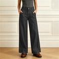 thumbnail image 2 of Vynhevius Women's Straight Leg Jeans Solid Button Zip Fly with Pockets Casual Full Length Denim Look Pants, 2 of 8