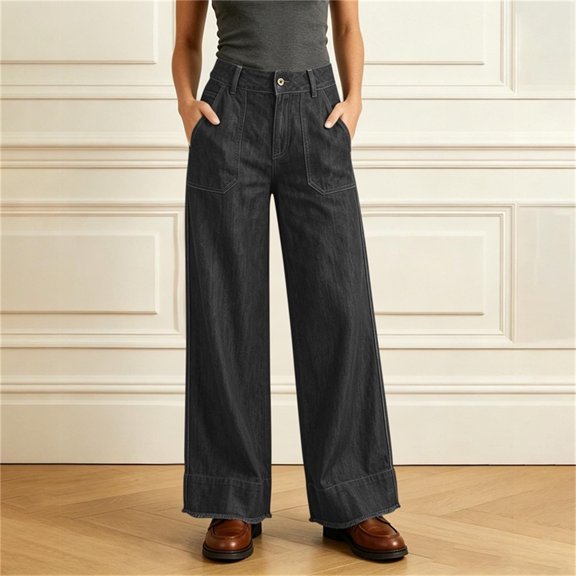 Xdegoge Wide Leg Jeans for Women High Waisted Relaxed Fit Casual Baggy Denim Pants with Pockets Summer Vintage Y2K Loose Fit Streetwear Trousers
