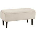 thumbnail image 1 of HOMCOM Ottoman with Storage & Wooden Legs, 57L Storage Ottoman, Cream White, 1 of 10