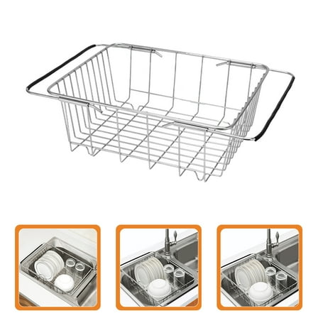 Masteelf Over Sink Dish Drying Rack with Stainless Steel Material Great for Kitchen Storage Silver Color Fits Most Sinks