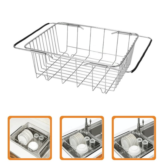 Masteelf Over Sink Dish Drying Rack with Stainless Steel Material Great for Kitchen Storage Silver Color Fits Most Sinks