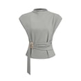 thumbnail image 6 of Ahabrexf Short Sleeve Shirts for Women Casual V-Neck Pullover Blouse in Polyester Solid Color, 6 of 6