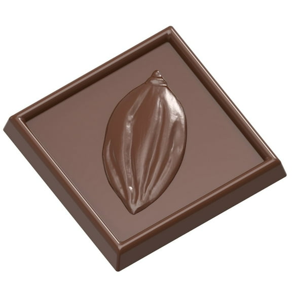 Chocolate World 1540 Clear Polycarbonate Chocolate Mold with 21 Cocoa-Pod-Square Cavities 34mm x 34mm x 5mm High