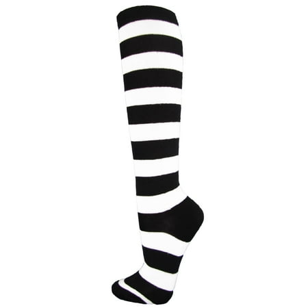 

COUVER [KSTR01] 1 Stripe Fashion/Costume Knee High Socks Black / White 1PR