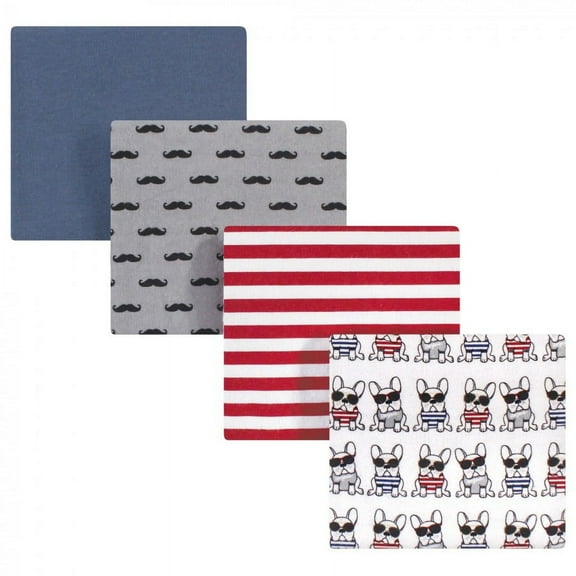 Hudson Baby Infant Boy Cotton Flannel Receiving Blankets, French Dog, One Size