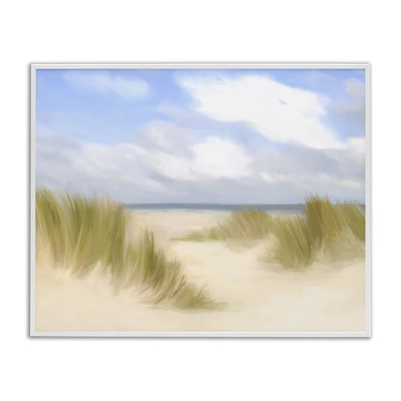 Stupell Industries Transitional Coastal Sand Dunes White Framed Giclee Art, 30 x 24, by Amy Hall