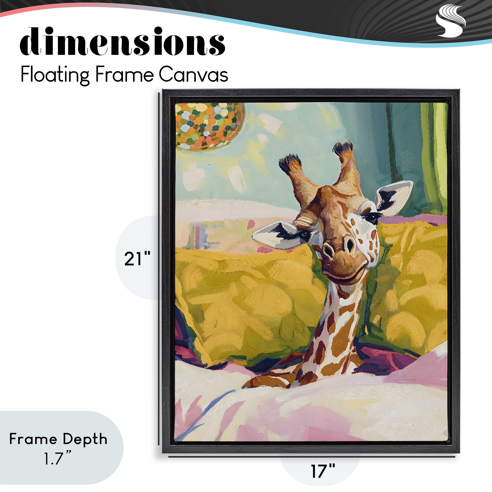 Stupell Industries Cozy Giraffe in Bed Black Framed Floater Canvas Wall Art, design by The Prints Vibe