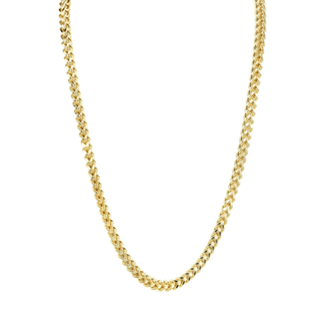 Hollow Mens Franco Chain 10K Yellow Gold 4.5MM-28 Inches