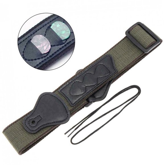 Guitar Strap Pure Cotton Adustable 3 Optional Colors Straps with 2 Rubber Strap Lock and 5 Picks